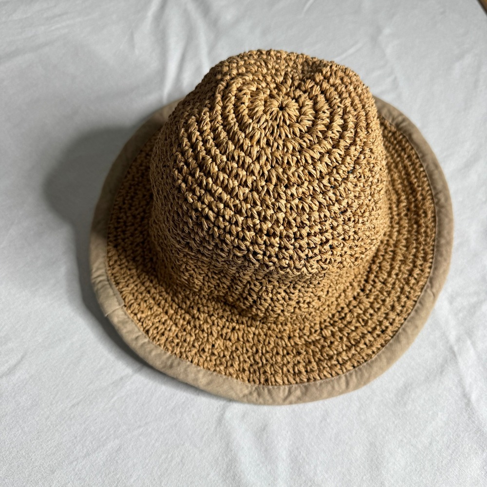 Furtalk Womens Straw Sun Hat Tan Paper Linen Adjustable Chin Strap One Size - Picture 2 of 7